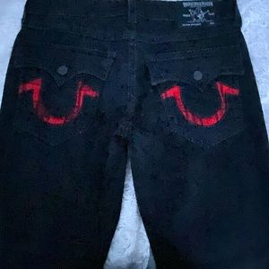True Religion Plaid Black and Red Jeans